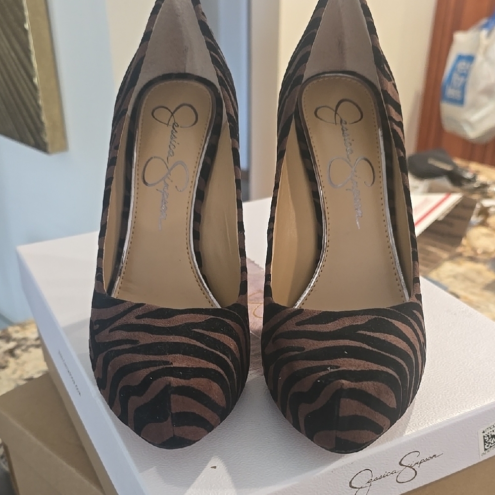 Jessica Simpson Brown Zebra Print Women's Shoes